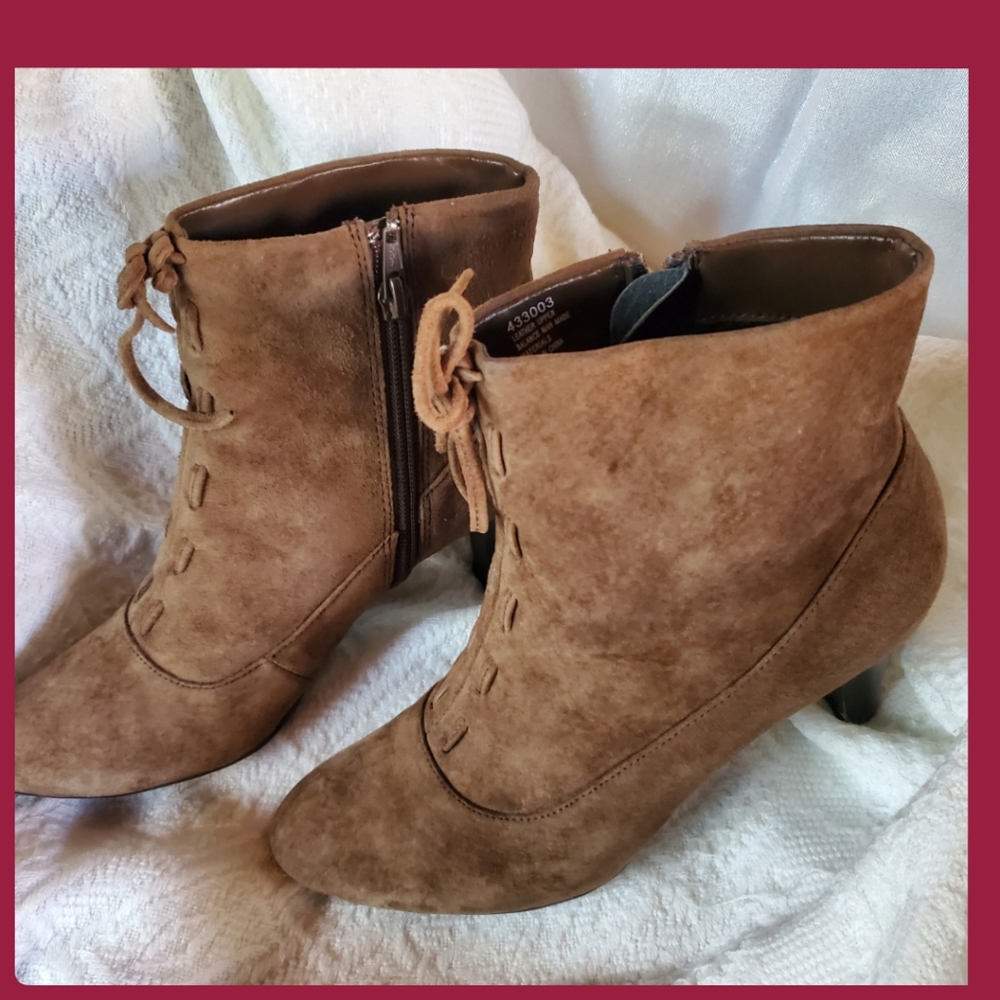 Leather-Suede Stiletto Ankle Boots